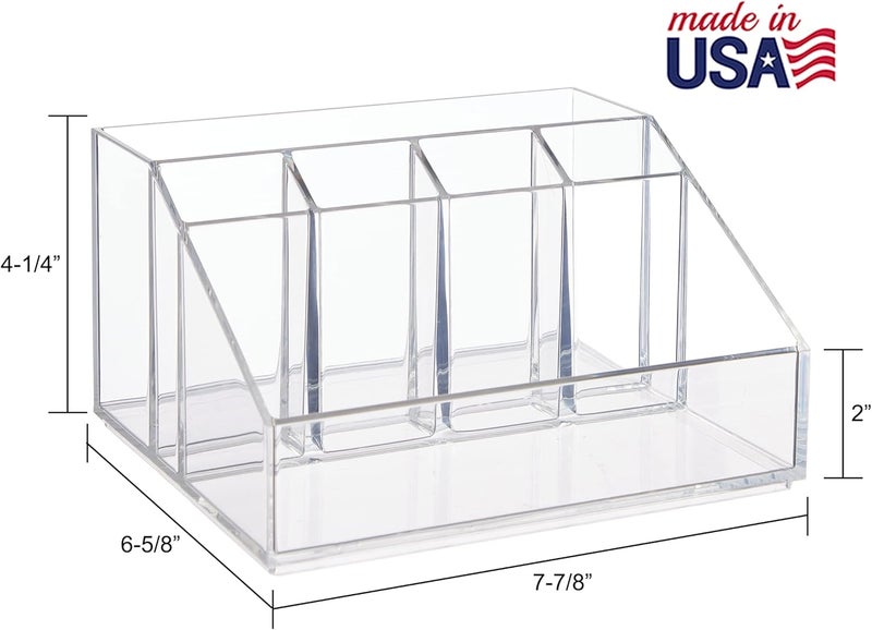 STORi Chloe Clear Plastic Stackable Desk Organizer, Rectangular 6-Compartment Office Supply Holder for Pens, Markers & Notepads, Made in USA - Image 3
